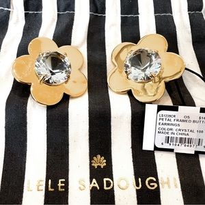 (NWT) LELE SADOUGHI - Petal Framed Gold Button Earrings